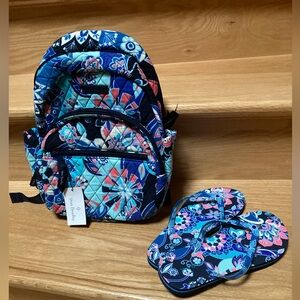 Vera Bradley 2 pc set Small Backpack and Flip Flops NWT